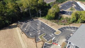 Aerial View of Parking Lot Line Striping