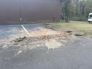 Water damage in parking lot